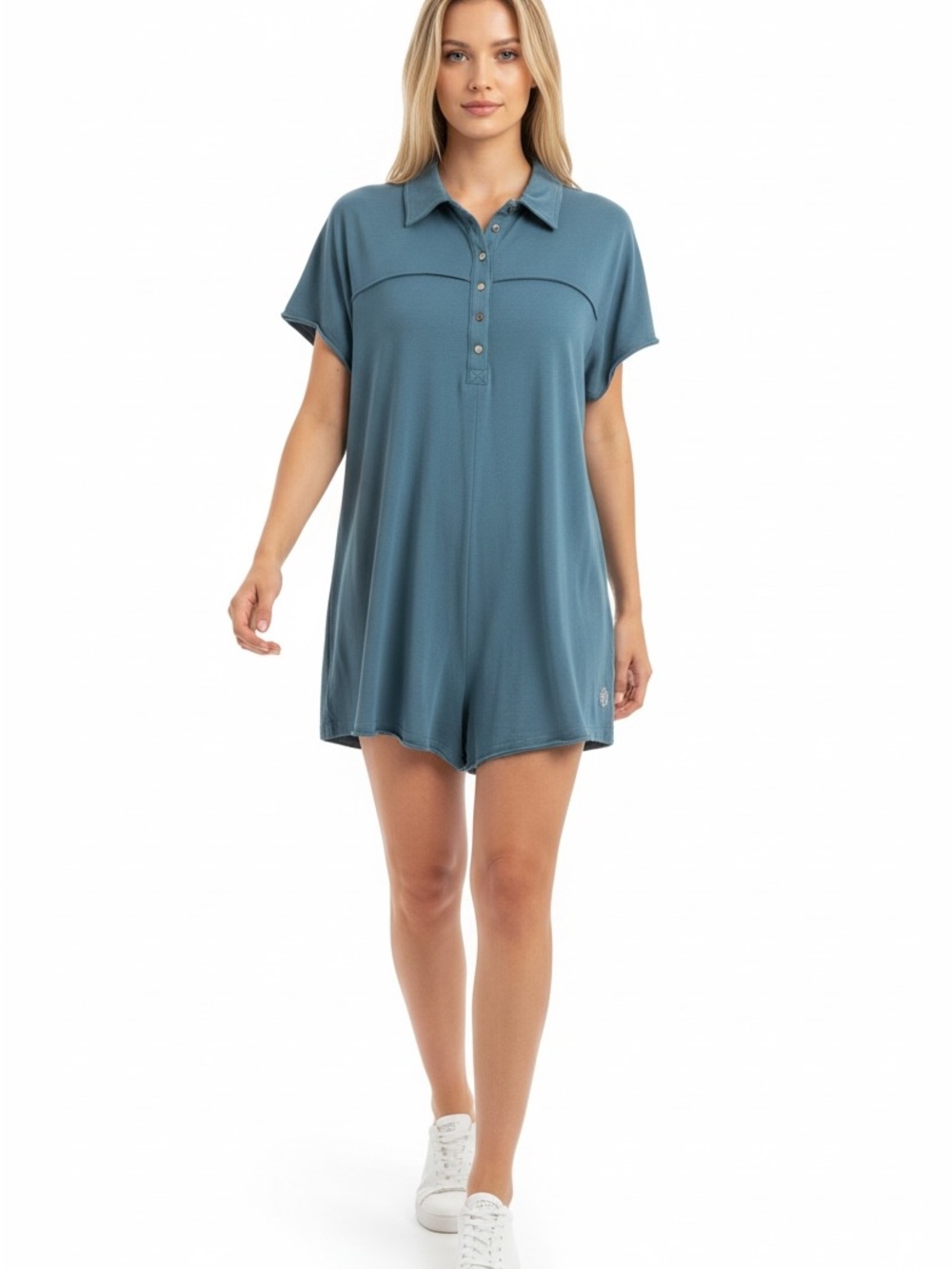 Free People Movement Teach Me Romper size Small in Iron Blue